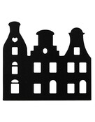 Grachtenpandje zwart - 22x20 cm – met optioneel houten standaard