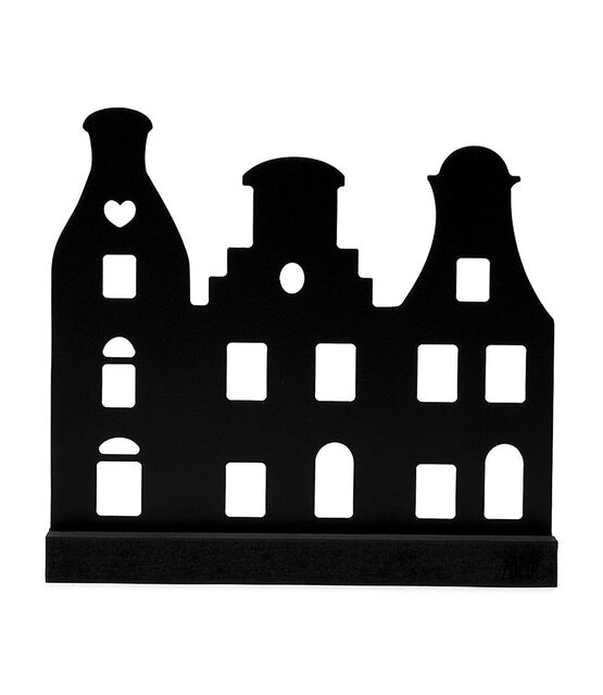 Grachtenpandje zwart - 22x20 cm – met optioneel houten standaard