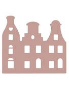 Grachtenpandje oudroze - 22x20 cm – met optioneel houten standaard