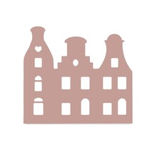 Grachtenpandje oudroze - 22x20 cm – met optioneel houten standaard