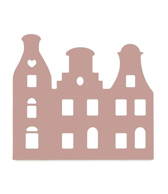 Grachtenpandje oudroze - 22x20 cm – met optioneel houten standaard