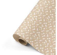 Rol cadeaupapier - kraft met witte hartjes 50x300cm