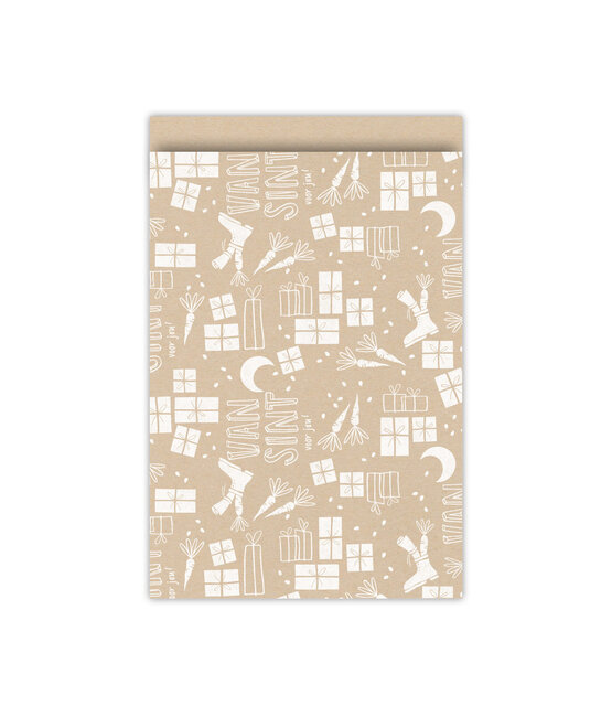 Cadeauzakjes set van 5  - Sinterklaas kraft wit