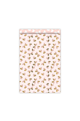 Cadeauzakjes set van 5 - roze tinten met hartjes
