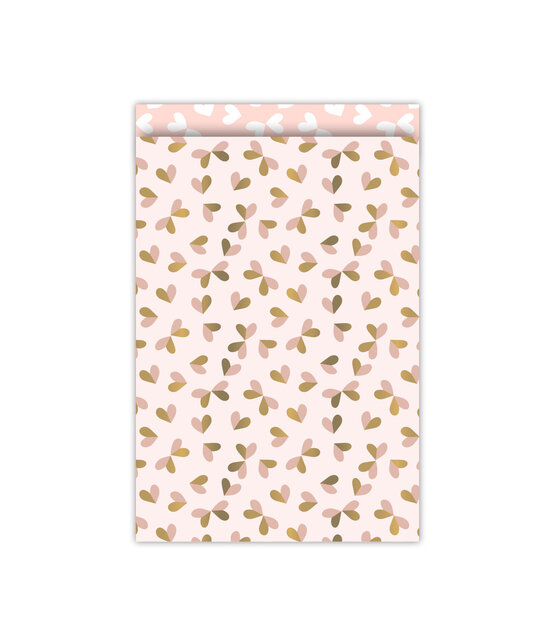 Cadeauzakjes set van 5  - roze tinten met hartjes