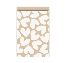 Cadeauzakjes  set van 5 - kraft wit harten