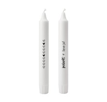 Set van 2 dinerkaarsen met tekst - 'Bedankt lieve juf'