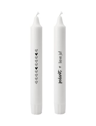 Set van 2 dinerkaarsen - 'Bedankt lieve juf'