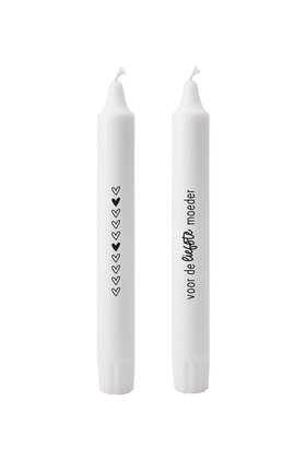 Set van 2 dinerkaarsen - 'Voor de liefste moeder'