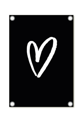 Tuinposter - zwart met hart