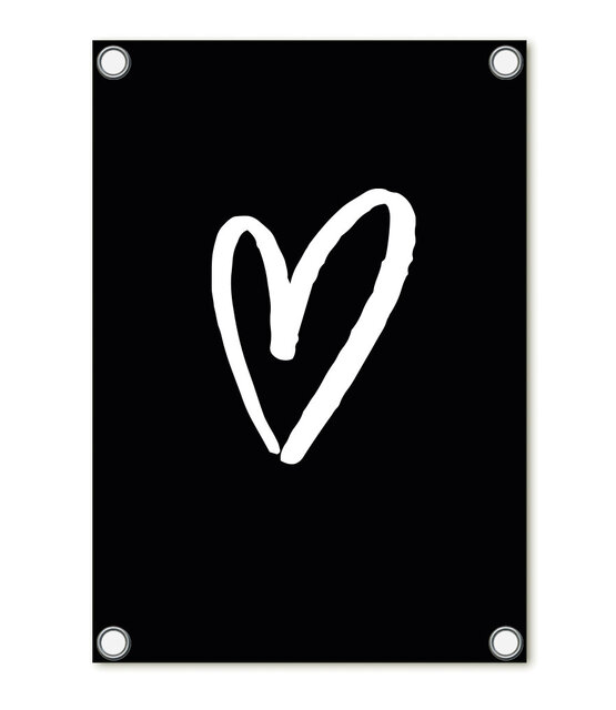 Tuinposter zwart met hart – buitenposter voor tuin & terras