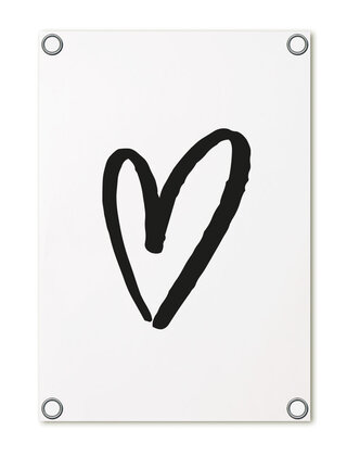 Tuinposter - wit met hart