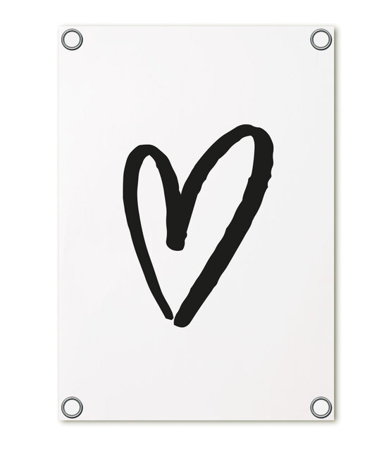 Tuinposter wit met hart – buitenposter voor tuin & terras