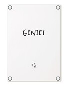 Tuinposter wit met tekst 'Geniet' – buitenposter voor tuin & terras