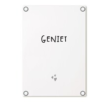 Tuinposter wit met tekst 'Geniet' – buitenposter voor tuin & terras