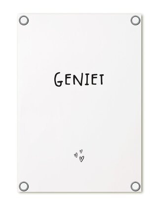 Tuinposter - wit met tekst 'Geniet'