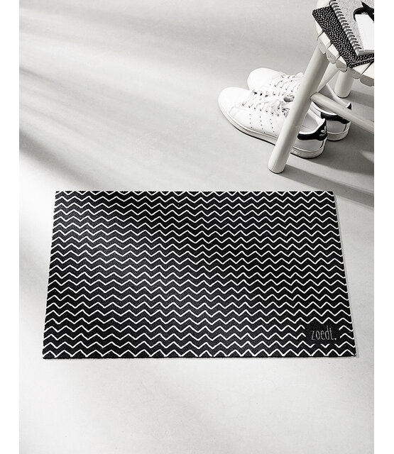 Deurmat zwart 40x60 cm – met lijntjes — sfeervolle schoonloopmat met anti-slip | Zoedt