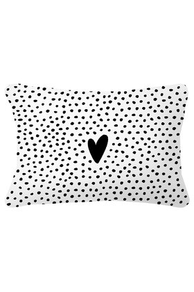 Buitenkussen 60x40 – wit met hart en dots