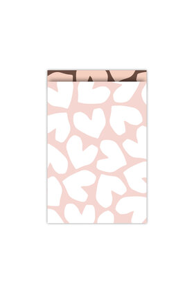 Cadeauzakjes  set van 5 - roze wit harten