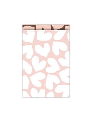 Cadeauzakjes  set van 5 - roze wit harten