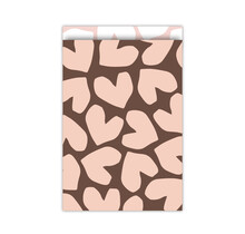 Cadeauzakjes  set van 5 - bruin roze harten