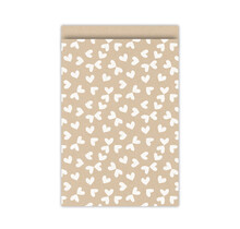 Cadeauzakjes  set van 5 - kraft met hartjes