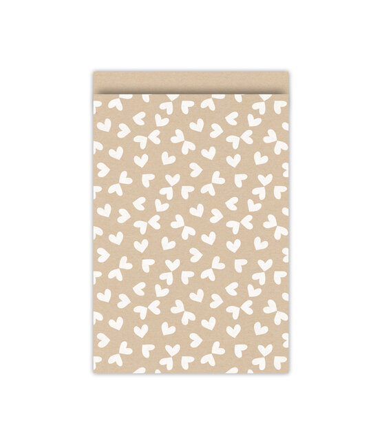 Cadeauzakjes  set van 5 - kraft met hartjes