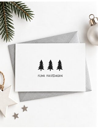 Kerstkaart kerstbomen – Fijne feestdagen