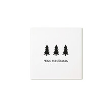 Kerst cadeaukaartje met kerstbomen en tekst ‘Fijne feestdagen’