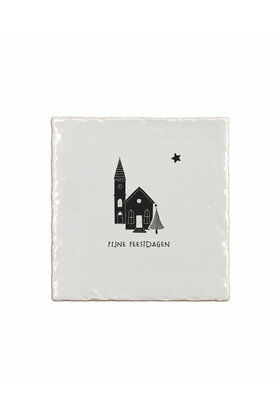 Aardewerk kerst tegeltje – Fijne feestdagen