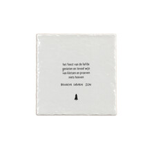 Aardewerk kerst tegeltje met kerstgedicht – 13x13 cm
