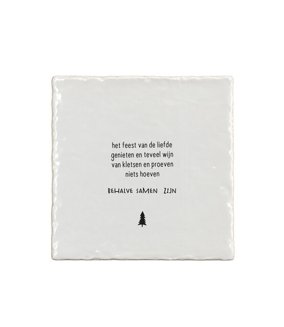 Aardewerk kerst tegeltje met kerstgedicht – 13x13 cm