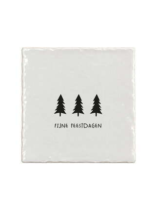 Aardewerk kerst tegeltje kerstbomen – Fijne feestdagen