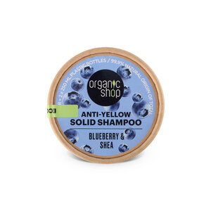 Organic Shop SOLID BARS. Anti-yellow solid shampoo. Blueberry & Shea, 60 g