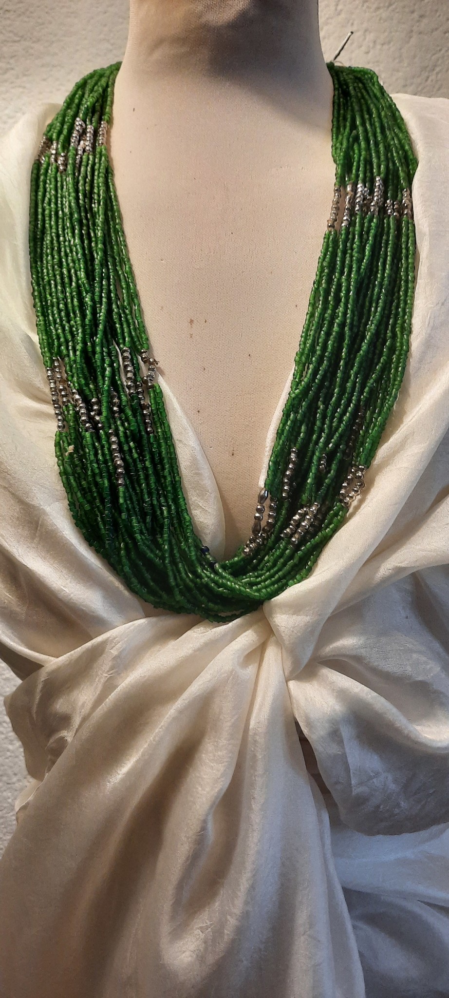 Handmade Glaskralen ketting groen Nepal