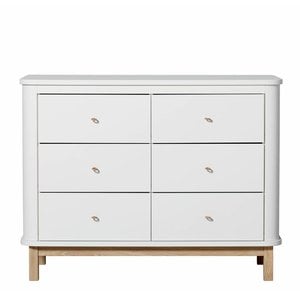 Oliver Furniture Wood Kommode 6 Schubladen weiss/Eiche