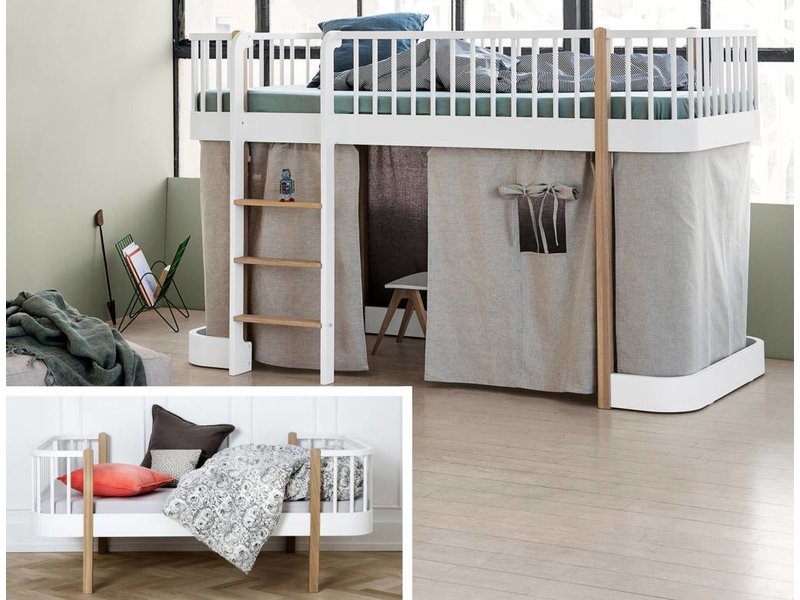 Wood Umbau Vom Einzelbett Zum Halbhohen Hochbettett In Weiss Eiche Romy Kindermobel