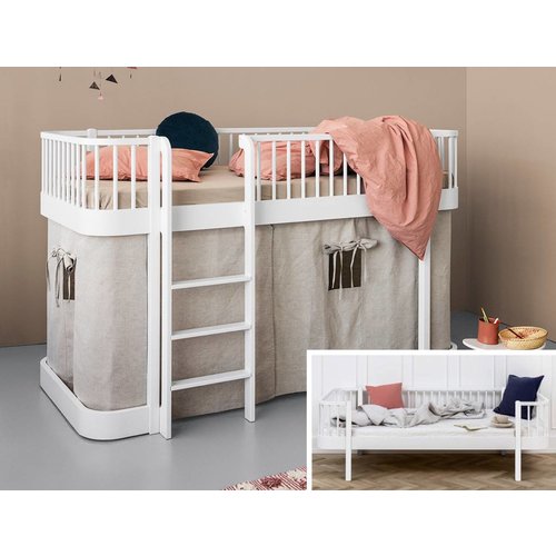 Oliver Furniture Conversion bed sofa to half height loft bed white