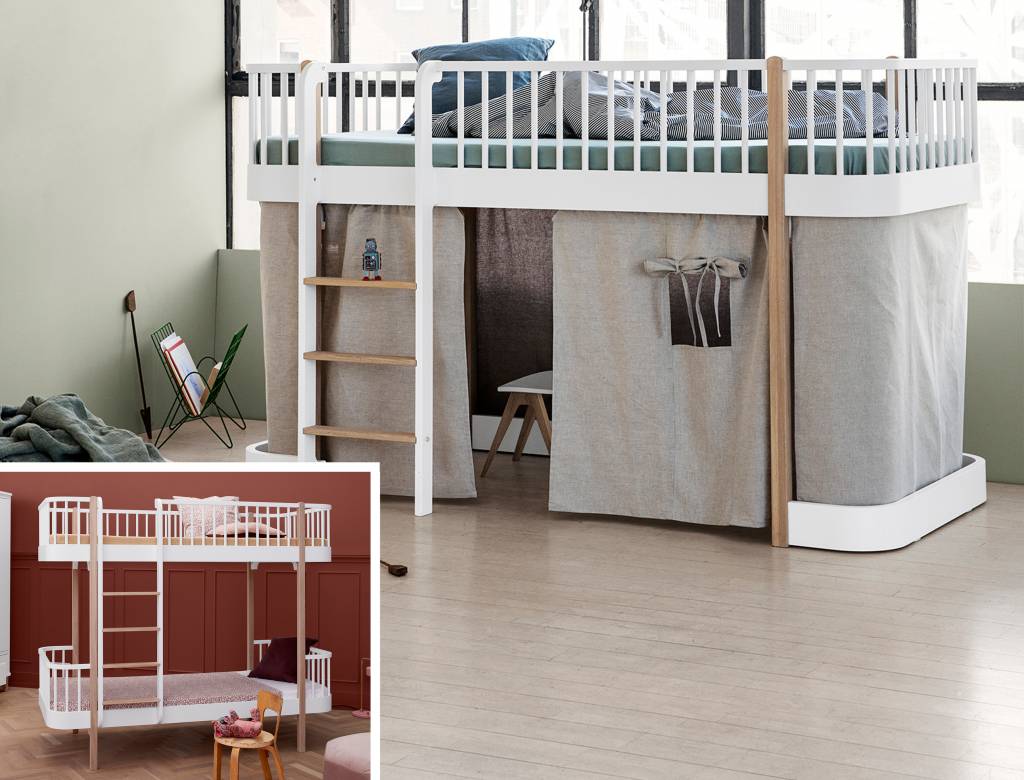 Wood Umbausatz vom Etagenbett zum halbhohen Bett weißEiche ROMY