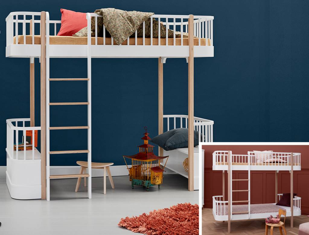 Wood Umbausatz vom Etagenbett zum Hochbett in weiß-Eiche - ROMY Kindermöbel