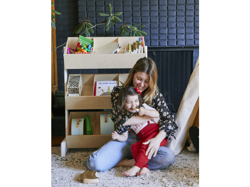 Oeuf Spielzeugregal Toy Store weiß-Walnuss - ROMY Kindermöbel