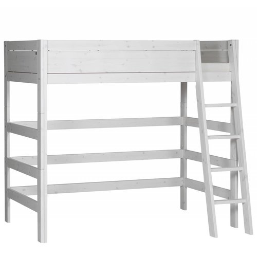 LIFETIME KIDSROOMS Hochbett 90 x 200 mit schräger Leiter in Whitewash