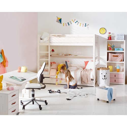 LIFETIME KIDSROOMS Etagenbett 90 x 200 mit gerader Leiter in weiß