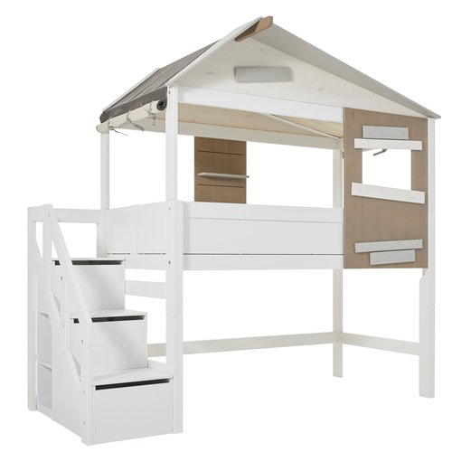 LIFETIME KIDSROOMS Half-height cottage bed "The Hideout" white