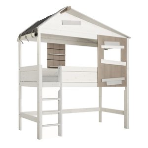 LIFETIME KIDSROOMS Half-height cottage bed "The Hideout" whitewash