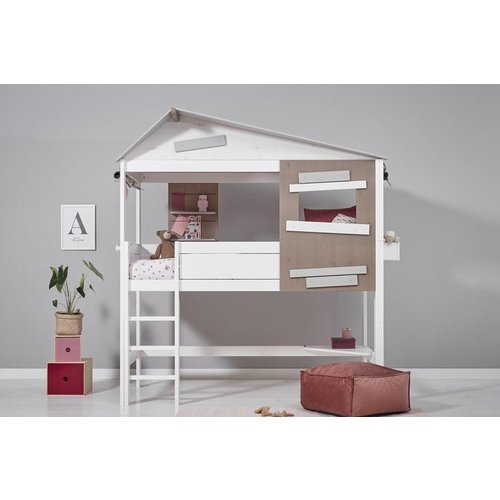 LIFETIME KIDSROOMS Half-height cottage bed "The Hideout" white