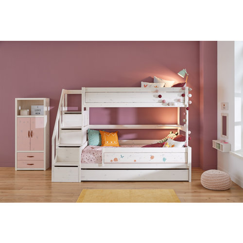 LIFETIME KIDSROOMS Bunk bed with stairladder in whitewash