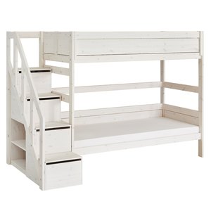 LIFETIME KIDSROOMS Original Bunk bed with stairladder whitewash LIFETIME KIDSROOMS Original Bunk bed with stairladder whitewash