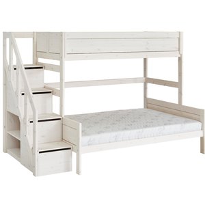 LIFETIME KIDSROOMS Bunk bed Family 90/140 with stairladder whitewash