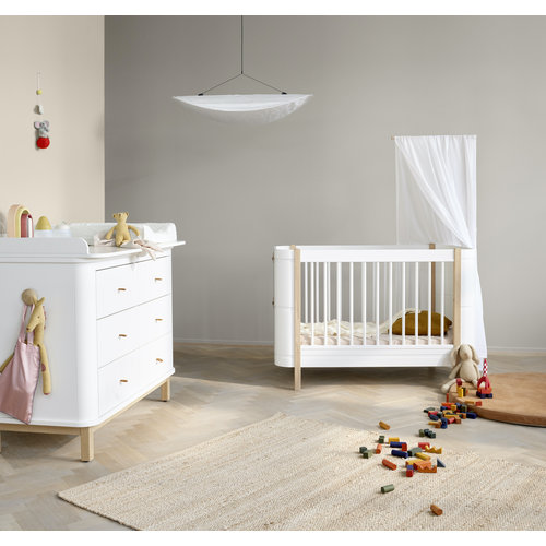 Oliver Furniture Wood Mini+ Babybett inkl. Umbauset zum Juniorbett weiß-Eiche